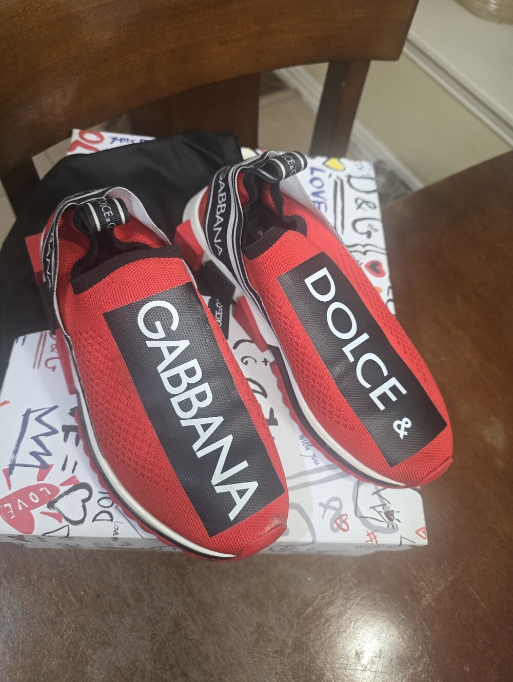 Dolce & Gabbana Red Slip-On Logo Sneakers Size 39